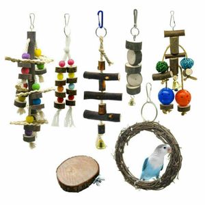 7-teiliges Vogelspielzeug Set für Papageien, Wellensittiche, Nymphensittiche