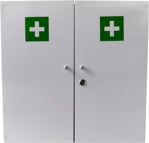 Medizinschrank aus Metall mit 2 Türen in Weiß zur Wandmontage