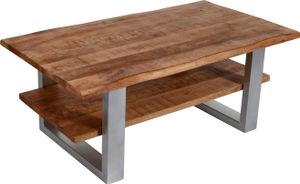 Couchtisch 115 x 65 cm massiv honigfarben Mango silber PATRICK
