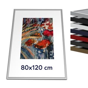 Hochwertiger Metallrahmen 80x120 cm, Schwarze Farbe für Bilder, Poster, Fotorahmen, Puzzles. Rahmen mit entspiegeltem Plexiglas und variablen Aufhängehakenn
