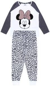 Weiß-schwarzgraues Pyjama mit Leopardenmuster MINNIE MAUS DISNEY 134