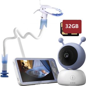 BOIFUN 5" dětská chůvička s kamerou PTZ 1080P, sledováním teploty a vlhkosti, APP, detekcí pohybu, detekcí pláče a připomínáním krmení, 32GB