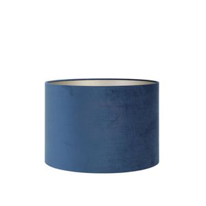 Light & Living - Lampenschirm Zylinder Velours - Petrol Blue - Ø40x30cm - Stoffschirm für E27