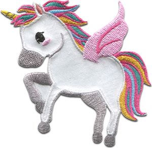 Einhorn Flügel Unicorns - Aufnäher, Bügelbild, Aufbügler, Applikationen, Patches, Flicken, Zum Aufbügeln, Größe: 7,6 x 7,3 cm
