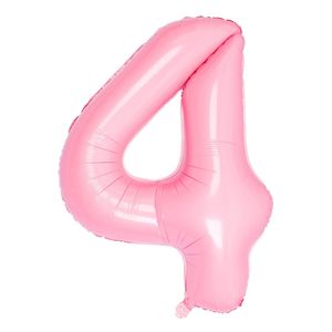 Oblique Unique Folien Luftballon mit Zahl 4 für Kinder Geburtstag Mädchen Jubiläum Party Deko Ballon rosa