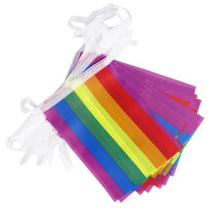 Regenbogen Fahnenkette | LGBT Flaggen Girlande | CSD Regenbogenbanner | 13m Länge | Flaggengröße 21x14cm