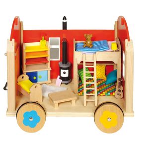 goki 51814 Stavebný kočík pre bábiky s príslušenstvom, farebný (1 sada)