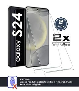 2x Samsung Galaxy S24 5G - Panzerglas - Vollkleber! Panzerfolie Schutzglasfolie Displayschutzglas Echt Glas Schutz Folie Display Glasfolie 9H 2 Stück