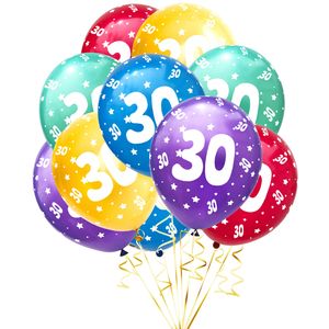 Oblique Unique Luftballon Set Zahl 30 für 30. Geburtstag Party 10 Deko Ballons Geburtstagsdeko bunt