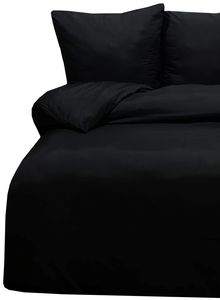 4tlg Bettwäsche 135x200 Schwarz Uni Decke Kissen Bezug Set mit Reißverschluss