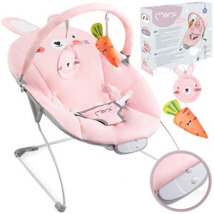 MoMi GLOSSY Babywippe - 5 Vibration, Musik, Spielzeug-Stirnband, Leicht 1.6 kg, Rosa