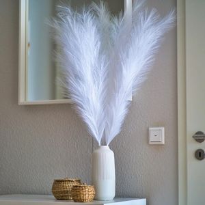 Layba Pampová tráva dekorácia v bielej farbe Boho Umelá pampová tráva - 3 kusy 100 cm, ideálna na svadobné dekorácie, do obývačky a spálne