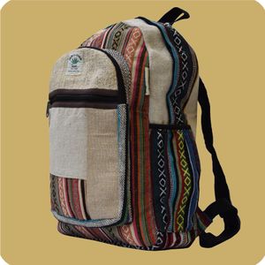 Simandra Ethno Hanf Rucksack handgefertigt in Nepal mit vielen Fächern Simandra Ethno Hanf Rucksack handgefertigt in Nepal mit vielen Fächern