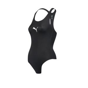 PUMA Swim Damen Racerback Badeanzug Schwimmanzug, Farbe:Schwarz, Bekleidungsgröße:M