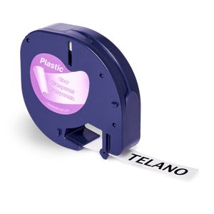 Telano® 1x kompatible Kunststoffetiketten 12267 für Dymo LetraTag-Etikettendrucker Schwarz auf Klar - 12 mm x 4 m - S0721530 Etikettierband - 1 Stück