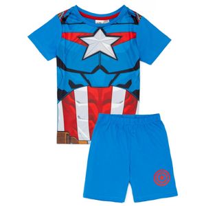 Kapitán Amerika - Pyžamo s kraťasmi pre chlapcov NS7468 (122) (Modrá/červená)
