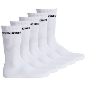 Pánské tenisové ponožky JACK&JONES 5 Pack - JACBASIC LOGO TENIS SOCK, One Size White 40-46