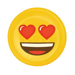 Große Luftmatratze rund Emoji Smiley Herz Gesicht aufblasbar Schwimminsel 140cm