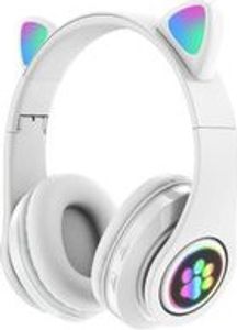 Wireless Bluetooth Headset Glühende Katze Ohr Kopfhörer Stereo Musik Kopfhörer mit Mic Einstellbare Stirnband Kopfhörer für Desktop-Laptop Tablet PC Smartphone Farbe:Weiß