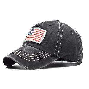 Uni Vintage amerikanische Nationalflagge zerrissene Anti-UV-Pferdeschwanz-Mütze, Baseballkappe, Schwarz