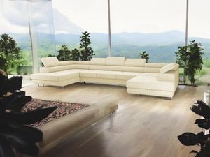 Narożnik z funkcją spania i podstawą do łóżka PASTI XXL U-shape, kanapa, narożnik do salonu, beżowy