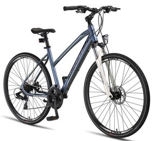 Licorne Bike Premium Voyager Trekking Bike in 28 Zoll - Fahrrad für Jungen, Mädchen, Damen und Herren - 21 Gang-Schaltung - Mountainbike - Crossbike