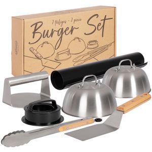 ONVAYA® Burger-Set ǀ 8 Teile inkl. Burgerpresse ǀ Smash-Burger-Set mit Grillmatte und Schmelzglocke