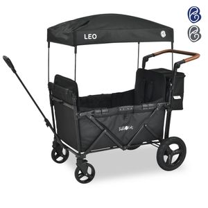 FableKids Bollerwagen LEO X2Plus mit Dach faltbarer Transportwagen Onyx Schwarz