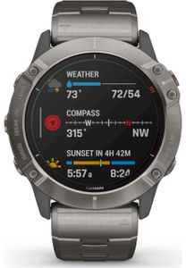 Garmin - Smartwatch - fenix 6X Pro Solar Titanium Grau-Titanium - 010-02157-24