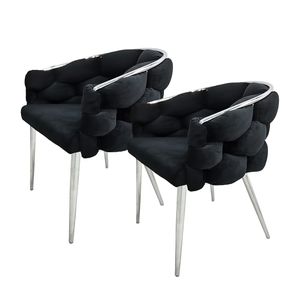 QIYANO Lounge Stuhl 2er-Set Schwarz/Silber, Komfort, Metall, Wohnzimmer, Büro