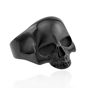 Totenkopf Ring Herren Damen Edelstahl Biker Skull Gothic Massiv Silber Schwarz  70 - Ø 22,20 mm