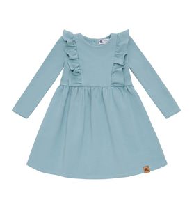 NONU Kinderkleid mit Rüsche blau, Baumwolle-Elasthan, Größe 104