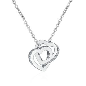 Diamant-Halskette aus 925er Sterlingsilber Bestandener Diamant-Test Perfekt geschnittene Moissanite-Herz-zu-Herz-Anhänger-Diamant-Halskette