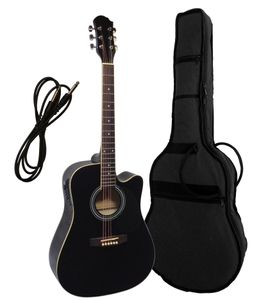 4/4 Westerngitarre Akustik Gitarre schwarz mit Cutaway - 4 Band EQ + Gitarrentasche