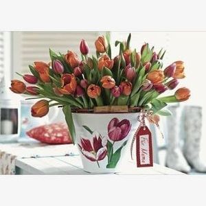 DeCoArt SET Glückwunschkarte Muttertag Tulpen Strauß rot Für Mama! und Wunderkerze Herz rot