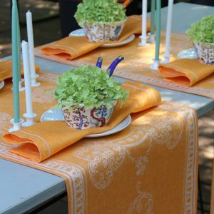 Leinen Jacquard Tischläufer mit Ornamenten 50 x 150 cm orange von Ju-Lein