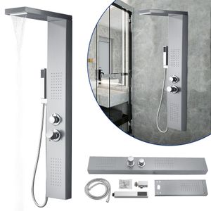 NAIZY  Duschpaneel Duschsystem Edelstahl Silber Duscharmatur Duschset mit Regendusche, Massagedusche, Wasserfalldusche, Handbrause