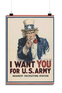 Vintage Uncle Sam Poster - "I Want You" Poster - Uncle Sam Poster - Vintage Poster - Retro Wanddekoration Poster - 51x71cm - Perfekt zum Einrahmen