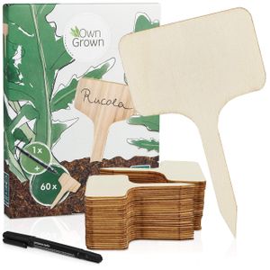 60x Holzschilder zum Beschriften & Pflanzenstecker Set mit Stift