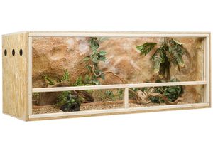 OSB Terrarium, Holzterrarium 150x60x60 cm mit Seitenbelüftung Zierleistenset ja Sicherheitspaket ja
