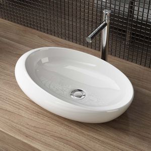 Wascbhecken 49x30x13,5 cm Design Aufsatzwaschbecken Oval aus Keramik in Weiß  für das Gäste-WC  A290