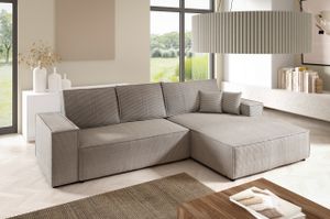BroMARKT Ecksofa PABLO Schlaffunktion Bettkasten L-Form 294x185x85cm Beige Rechts BroMARKT Ecksofa PABLO Schlaffunktion Bettkasten L-Form 294x185x85cm Beige Rechts