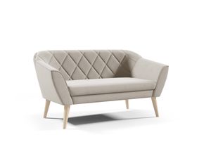 GUTTO Sofa 2 Sitzer -- MEA -- Beige Sitzbank Samt Holzfüße Schnelle Lieferung skandinavischer Stil - schöne Steppung