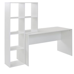 Wohnling Schreibtisch mit Regal Weiß 170x59x143,5 cm Bürotisch Modern  WL6.391