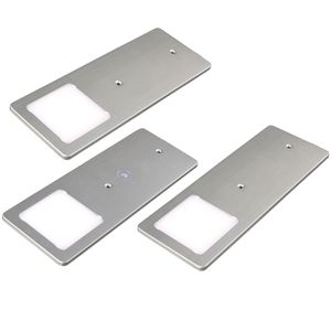 kalb |  LED Unterbauleuchten silber 5W- sehr flache Küchenleuchte mit Touch-Dimmfunktion Einbaustrahler Einbauspot