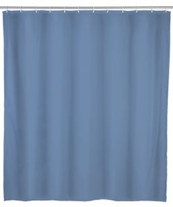 WENKO Dusch Vorhang Badewannen inkl. Ringe 180x200 cm Uni Blaugrau Vorhang