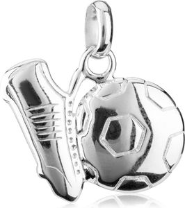 925 Silber Fußball Amulett Talisman Kettenanhänger Fußball-Schuh mit Ball 10mm