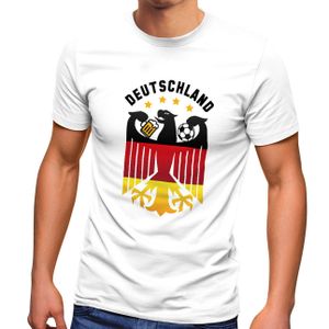 Herren T-Shirt Deutschland Fußball EM 2021 Bundesadler Bier Deutschlandshirt Deutschlandflagge Moonworks® weiß 5XL