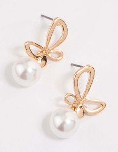 Lovisa - Gold Schmetterling Perle Tropfen Ohrringe