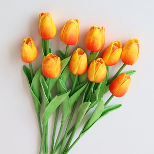 10 kusov umelých kvetov tulipánov umelé kvety umelé kvety kytice umelých tulipánov, oranžová